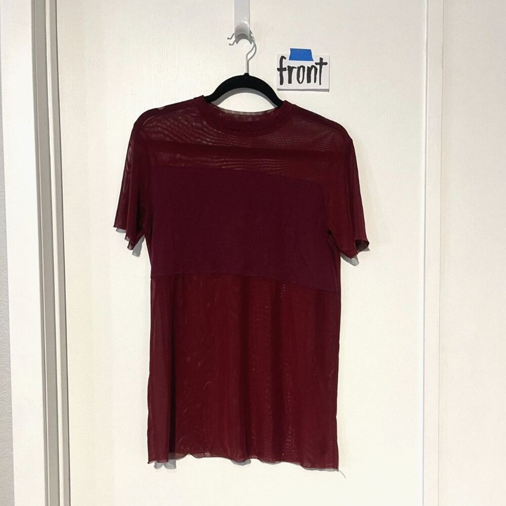 Maroon Mesh Top w/ Faux Bandeau - Size M